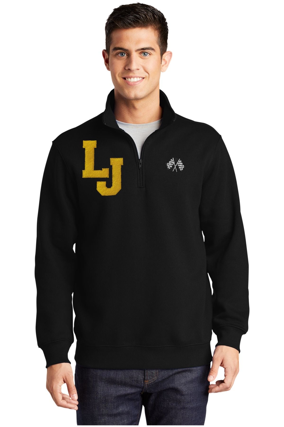 "LJ” Stitched Patch Fleece Quarter Zip