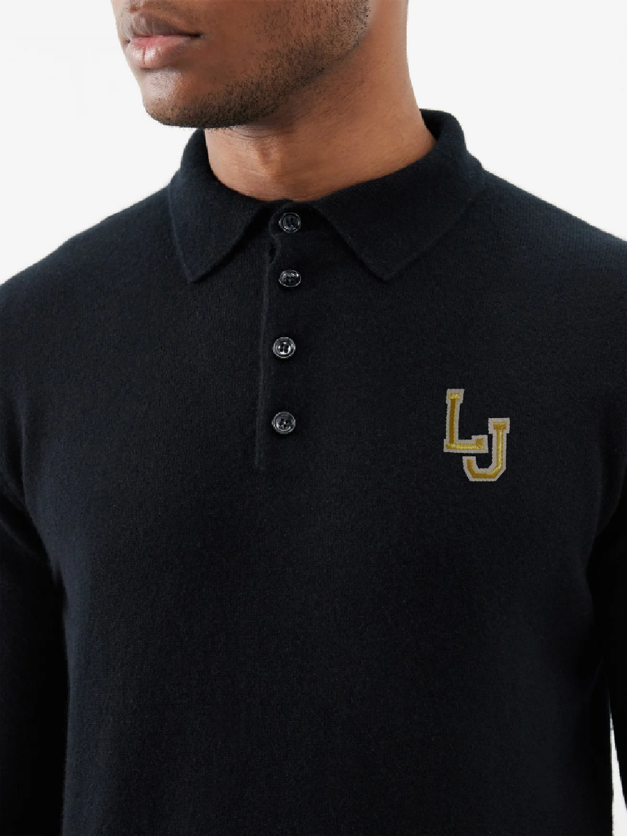 Cashmere "LJ” Hand Stitched Long Sleeve Polo