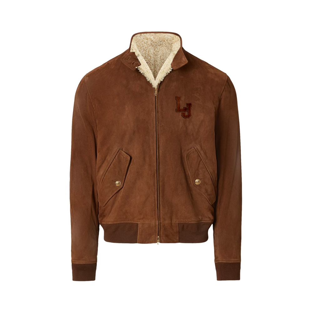 Shearling-Lined Suede Bomber