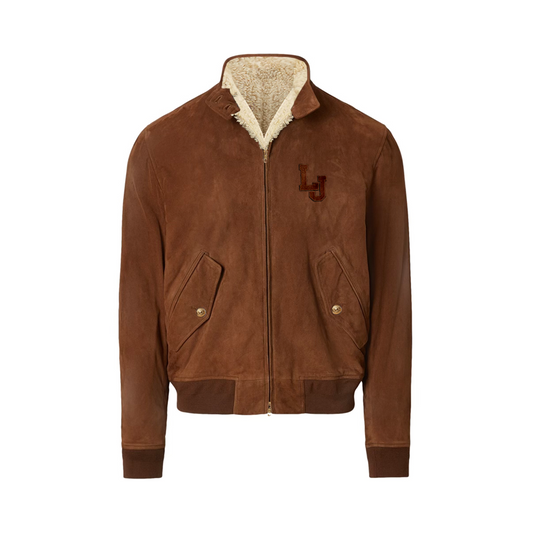 Shearling-Lined Suede Bomber