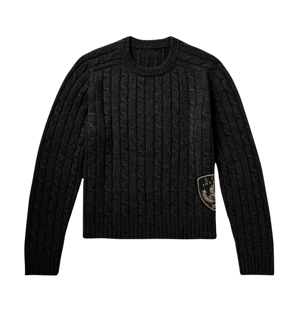 Cable Knit Emblem Sweater